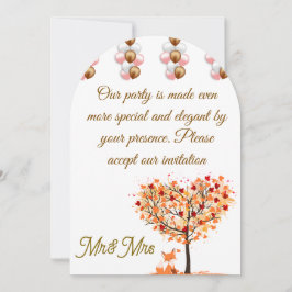 秋の結婚式招待状エレガントと秋ツリー 招待状