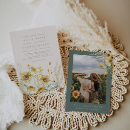 秋の結婚式招待状、ひまわり結婚式の招待 招待状