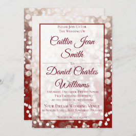 秋の結婚式招待状 - ワインレッドとシャンパン 招待状