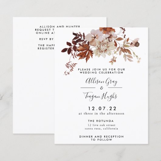 秋の結婚式招待状 |予算 (正面/裏面)