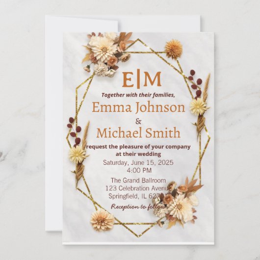 秋の結婚式招待状 招待状 (正面)