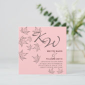 秋の結婚式招待状　葉 ブラウン ソフトピンク 招待状 (スタンド正面)