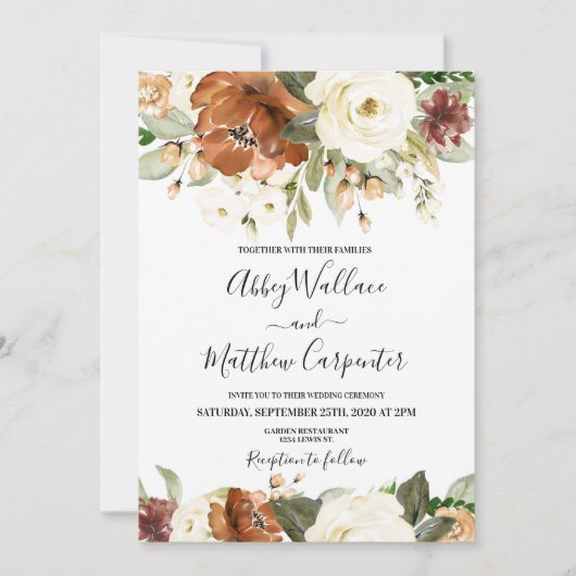 秋の結婚式招待 招待状 (正面)