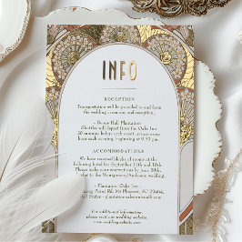 秋の結婚式挿入INFOヴィンテージアールヌーボーミュシャ 箔シーズンポストカード