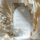 秋の結婚式挿入INFOヴィンテージアールヌーボーミュシャ 箔シーズンポストカード