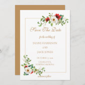 秋の結婚式水の色の保存日付 招待状 (正面/裏面)