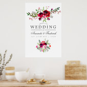 秋の結婚式水彩フローラ歓迎 ポスター (キッチン)