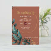 秋の結婚式🍂深いブルーフローラエレガント💙 招待状 (スタンド正面)