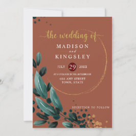 秋の結婚式🍂深いブルーフローラエレガント💙 招待状