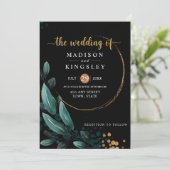 秋の結婚式🍂深いブルーフローラエレガント💙 招待状 (スタンド正面)