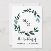 秋の結婚式🍂深いブルーフローラエレガント💙 招待状 (裏面)