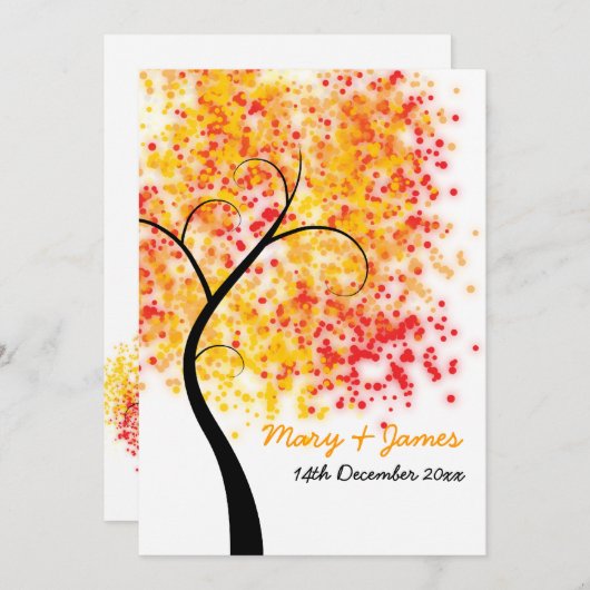 秋の結婚式渦巻形のツリー「日付の保存」 セーブザデート (正面/裏面)