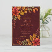 秋の結婚式用ワインレッド 招待状 (スタンド正面)