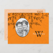 秋の結婚式秋の結婚式の日付の保存テンプレート 案内ポストカード (正面/裏面)