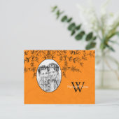 秋の結婚式秋の結婚式の日付の保存テンプレート 案内ポストカード (スタンド正面)