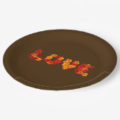 秋の結婚式秋素朴ラブ葉ブロン ペーパープレート (アングル)