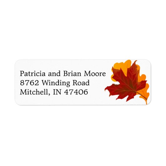 秋の結婚式紅葉差出人住所ラベル ラベル (正面)
