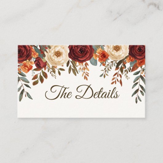 秋の結婚式素朴エンクロージャカード | カスタムQRコード エンクロージャーカード (正面)