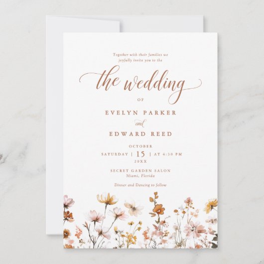 秋の結婚式素朴フローラ 招待状 (正面)