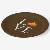 秋の結婚式素朴ラブオレンジメープルリーフオータム ペーパープレート (アングル)