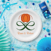 秋の結婚式素朴抽象芸術パンプキンオータムデザイン ペーパープレート (パーティー)