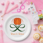 秋の結婚式素朴抽象芸術パンプキンオータムデザイン ペーパープレート (パーティー)