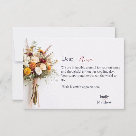 秋の結婚式結婚サンキューカード サンキューカード (正面)