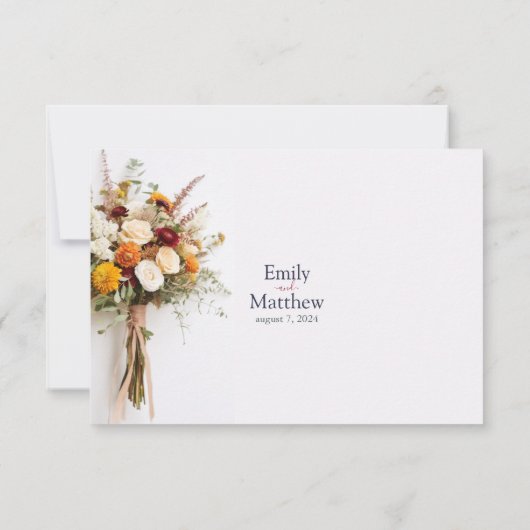 秋の結婚式結婚サンキューカード サンキューカード (裏面)