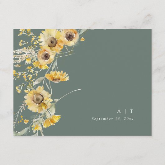 秋の結婚式詳細カードひまわり囲いカード エンクロージャーカード (裏面)