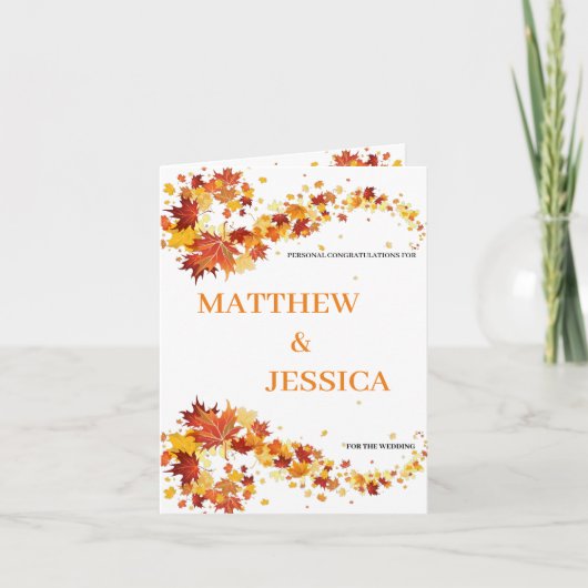 秋の結婚式離れとモノグラム カード (正面)