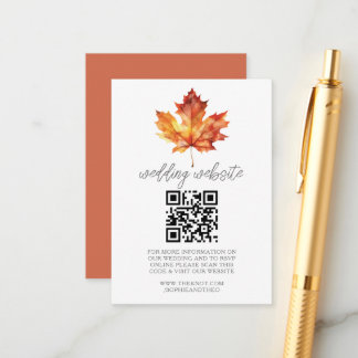 秋の結婚式 ウェブサイト 情報 水彩の葉 エンクロージャーカード