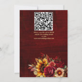 秋の結婚式 バーガンディのバラ 黄色のひまわり 招待状 (裏面)