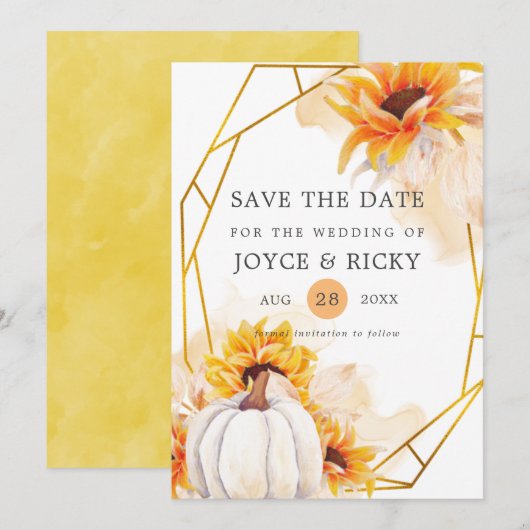 秋の結婚式 パンプキン Save The Date 招待状 (正面/裏面)
