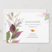 秋の結婚式　パープルの葉の写真　保存日を設定 セーブザデート (正面)