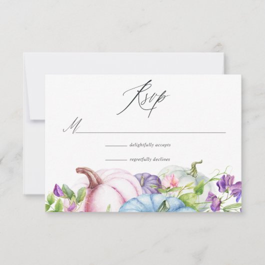 秋の結婚式 - フラワーモチーフ 出欠カード (正面)