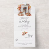 秋の結婚式 フロントドア RSVP オールインワン招待状 (内側)