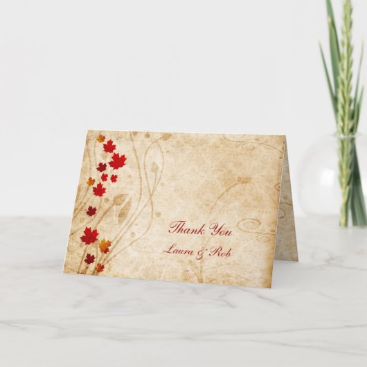 秋の結婚式 ブラウン ありがとう サンキューカード (正面)