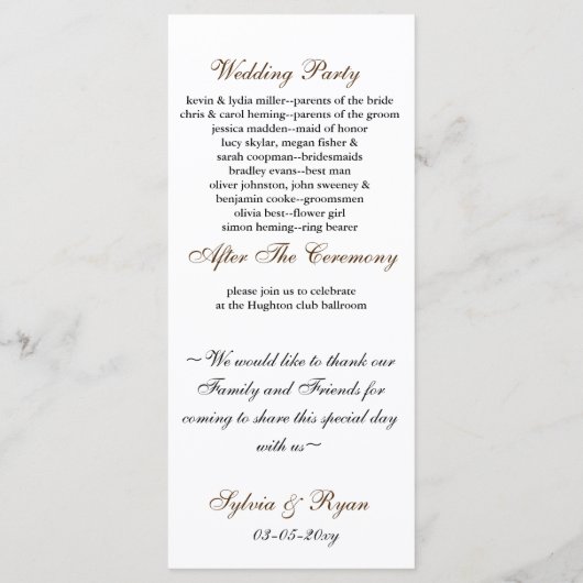 秋の結婚式 プログラム (裏面)