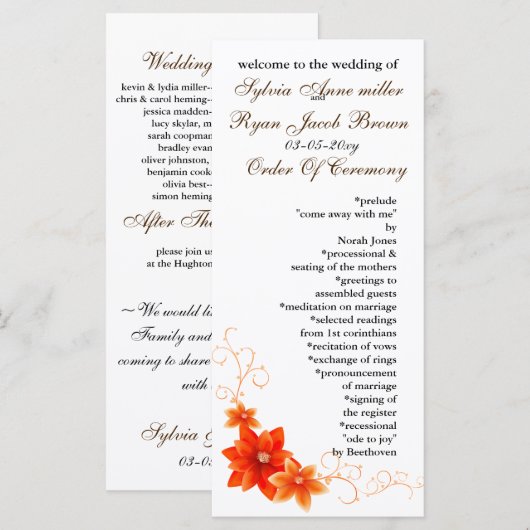 秋の結婚式 プログラム (正面/裏面)