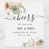 秋の結婚式 ワインボトルラベル | 水彩のカボチャ ワインラベル (シングルラベル)