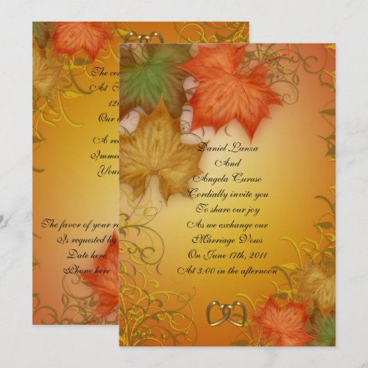 秋の結婚式 招待状 (正面/裏面)