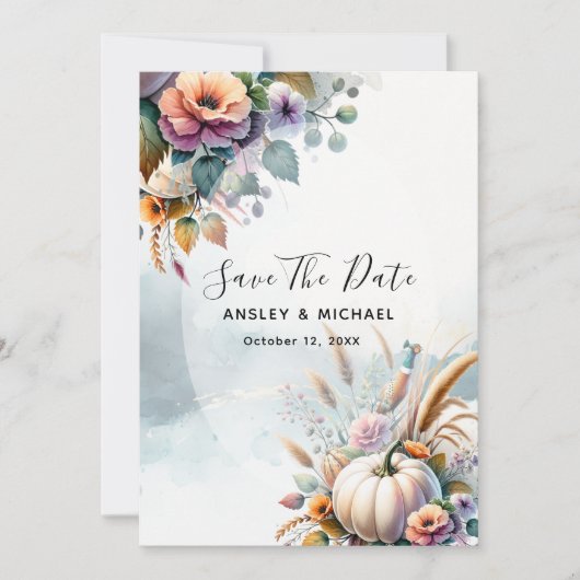 秋の結婚式 招待状 (正面)