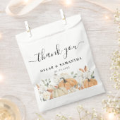 秋の結婚式| 水彩のカボチャ フェイバーバッグ (クリップ留めされた状態)