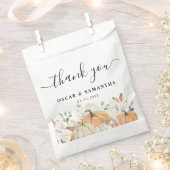 秋の結婚式| 水彩カボチャ フェイバーバッグ (クリップ留めされた状態)