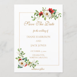 秋の結婚式 水彩画 Save The Date 招待状
