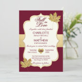 秋の結婚式 紅葉 ゴールド ラブ 結婚式 招待状 (スタンド正面)