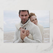 秋の結婚式　Save the Date　オレンジ色の葉 箔招待状 (裏面)