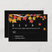 秋の結婚式RSVPカードとカエデの葉落下 出欠カード (正面/裏面)