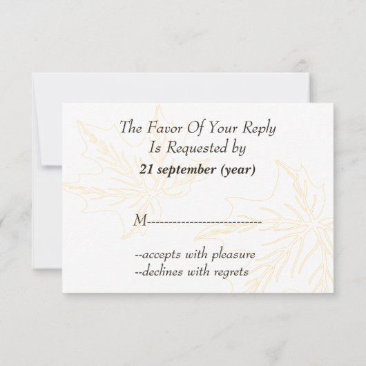 秋の結婚式rsvpカード標準3.5 x 5 出欠カード (裏面)