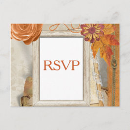 秋の結婚式RSVP インビテーションポストカード